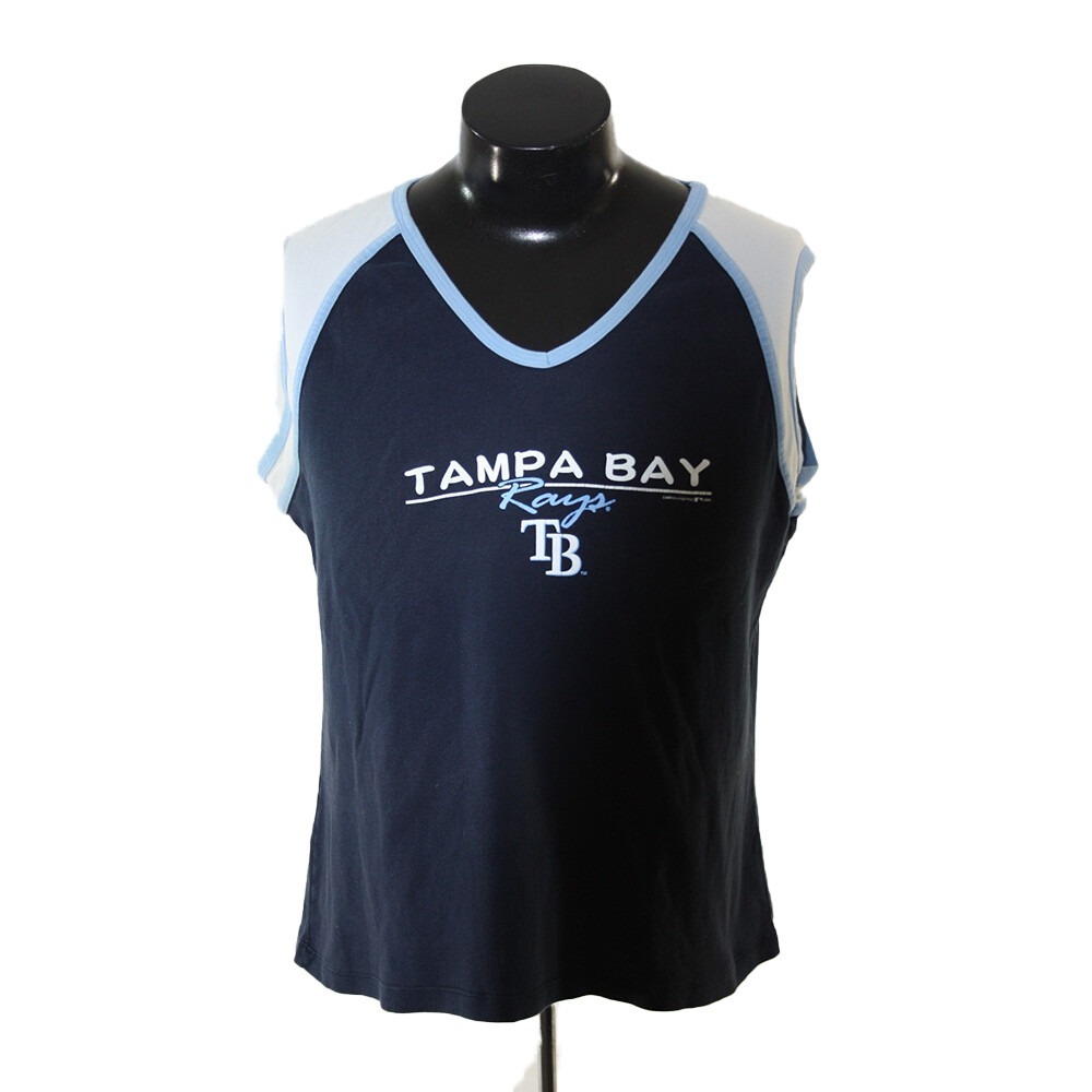 MLB Muscle Shirt Mens Medium Blue Tampa Bay Rays Baseball Sleeveless Cotton